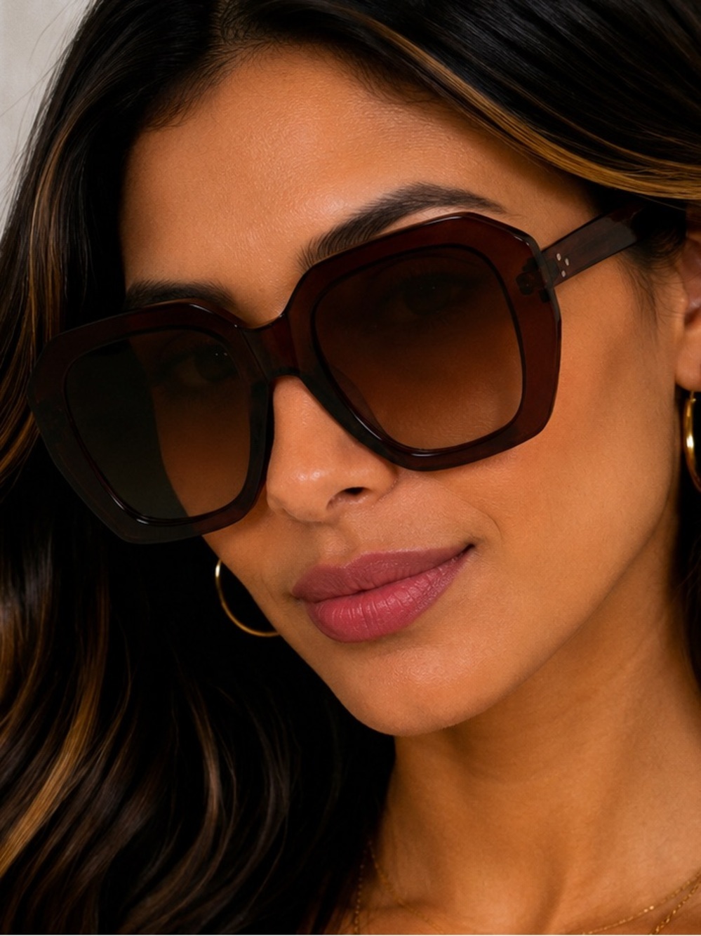 Oversized Brown Gradient Square Sunglasses Women’s Chic Glam Shades NWOT
